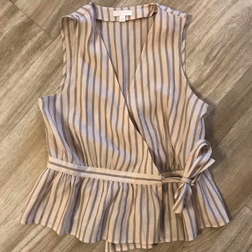 Striped Wrap Peplum Top